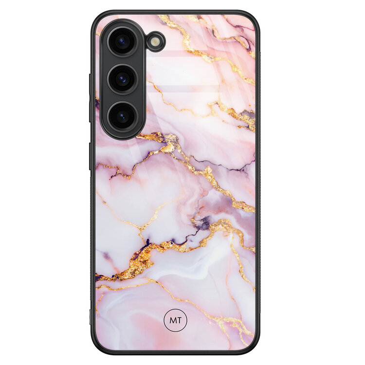 Mooie Telefoonhoesjes Samsung Galaxy S23 hoesje glas - Marble pink