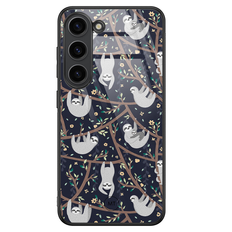 Mooie Telefoonhoesjes Samsung Galaxy S23 hoesje glas - Luiaard print