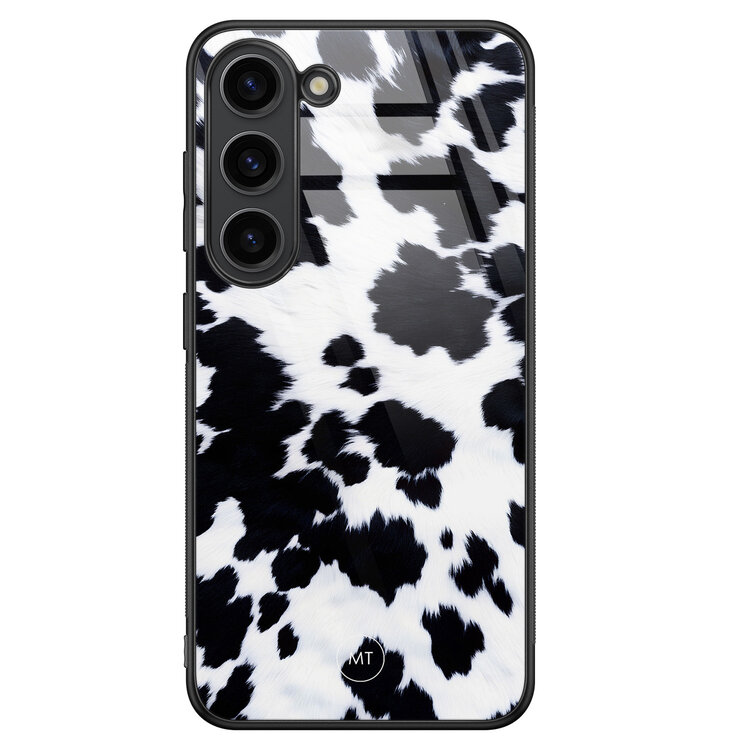 Mooie Telefoonhoesjes Samsung Galaxy S23 hoesje glas - Koeienprint