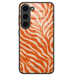 Mooie Telefoonhoesjes Samsung Galaxy S23 hoesje glas - Zebra oranje