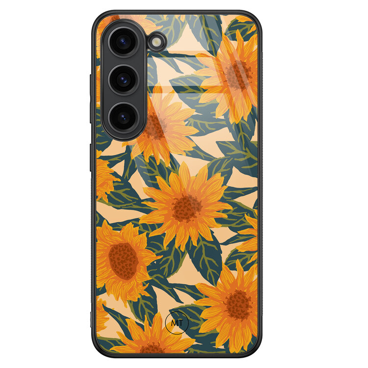 Mooie Telefoonhoesjes Samsung Galaxy S23 hoesje glas - Zonnebloemen