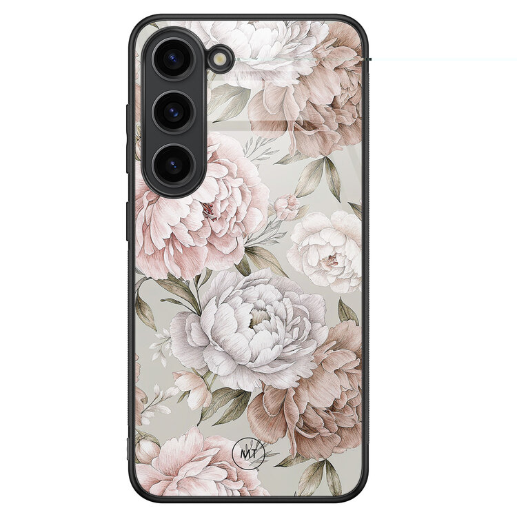 Mooie Telefoonhoesjes Samsung Galaxy S23 hoesje glas - Klassieke bloemen