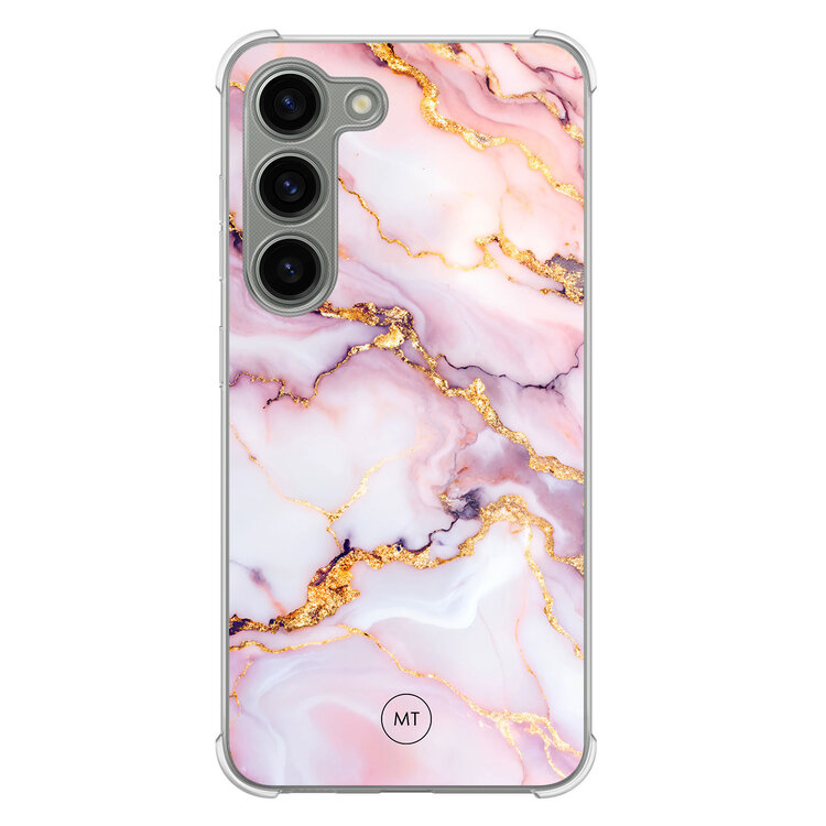 Mooie Telefoonhoesjes Samsung Galaxy S23 shockproof hoesje - Marble pink
