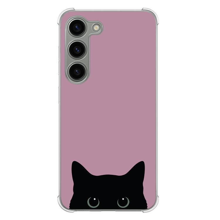 Mooie Telefoonhoesjes Samsung Galaxy S23 shockproof hoesje - Zwarte kat