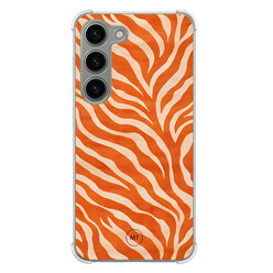 Mooie Telefoonhoesjes Samsung Galaxy S23 shockproof hoesje - Zebra oranje
