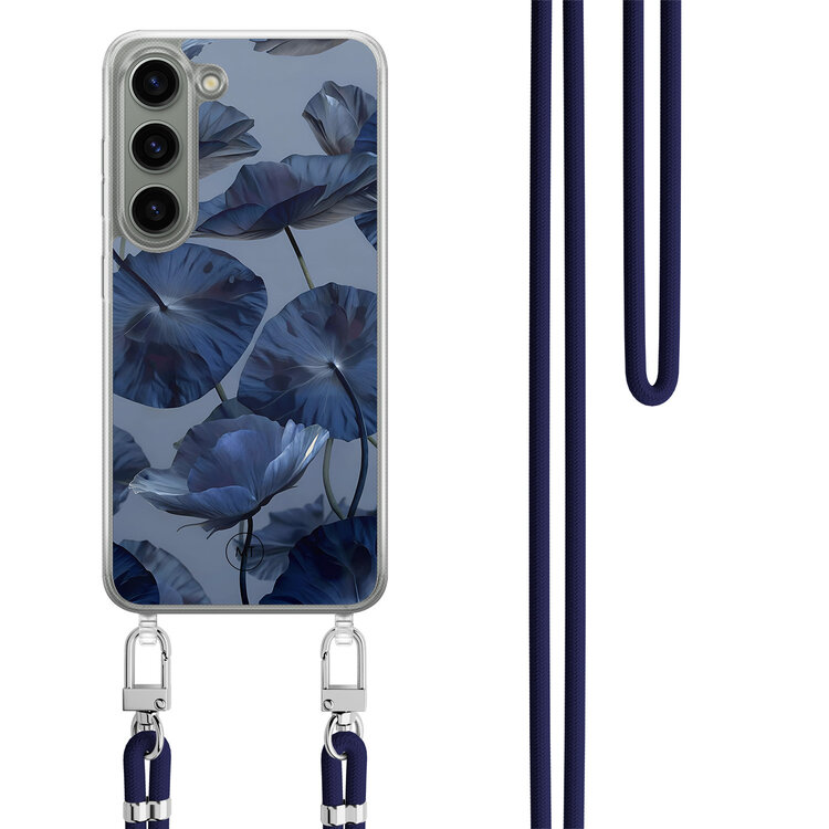 Mooie Telefoonhoesjes Samsung Galaxy S23 hoesje met donkerblauw koord - Dusky blooms