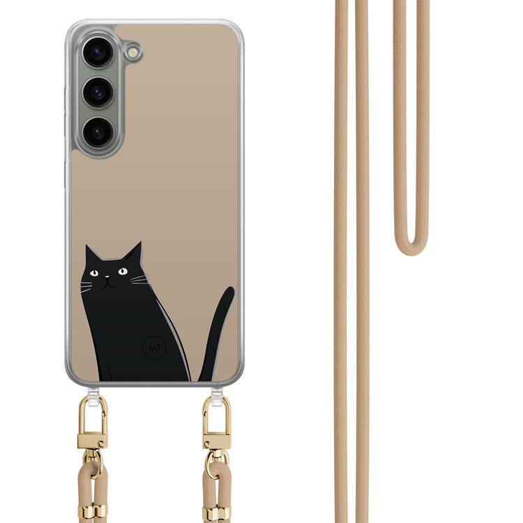 Mooie Telefoonhoesjes Samsung Galaxy S23 hoesje met beige koord - Purrflectly