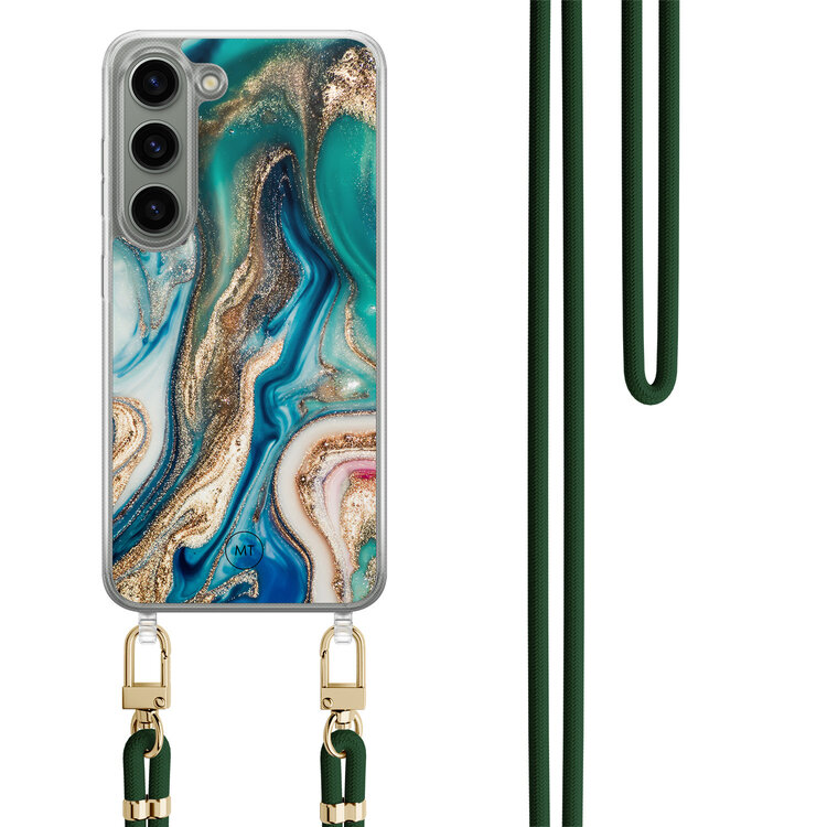 Mooie Telefoonhoesjes Samsung Galaxy S23 hoesje met groen koord - Magic marble