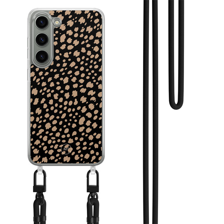 Mooie Telefoonhoesjes Samsung Galaxy S23 hoesje met zwart koord - Savannah spots