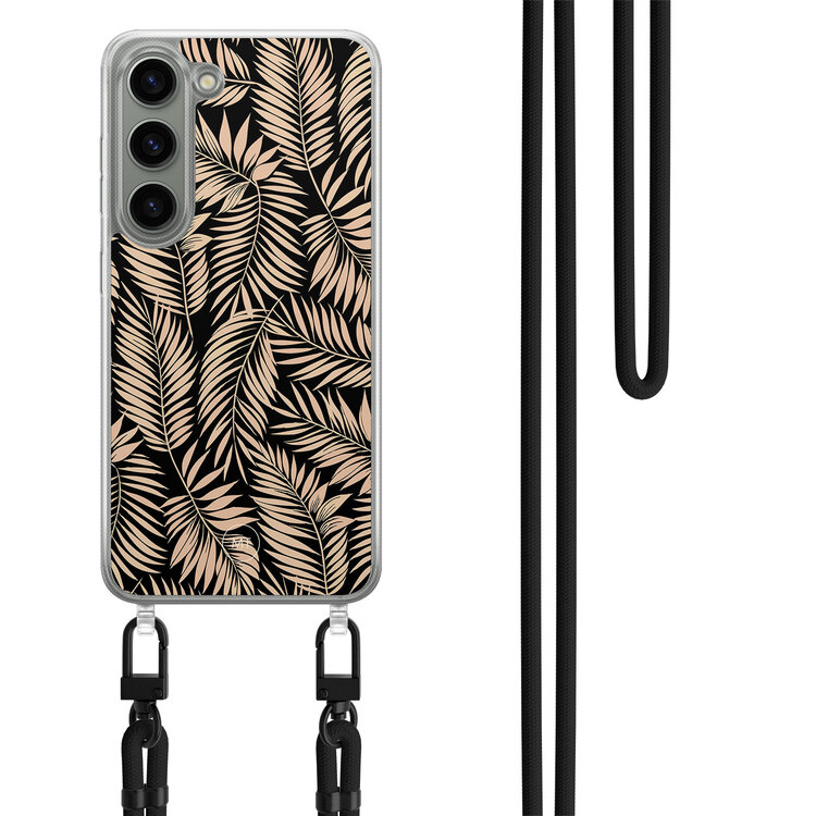 Mooie Telefoonhoesjes Samsung Galaxy S23 hoesje met zwart koord - Palm silhouette