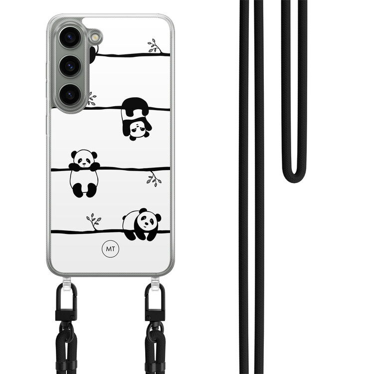 Mooie Telefoonhoesjes Samsung Galaxy S23 hoesje met zwart koord - Panda