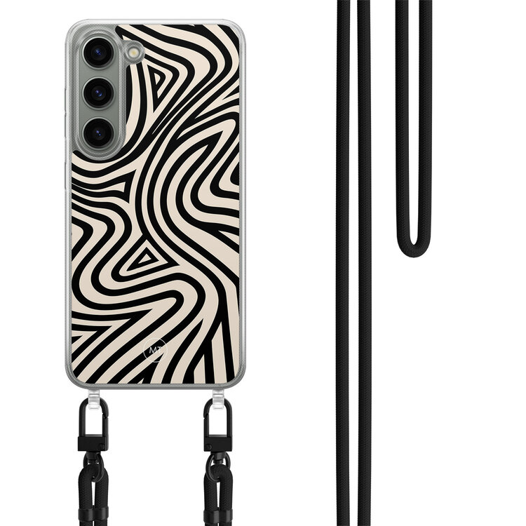 Mooie Telefoonhoesjes Samsung Galaxy S23 hoesje met zwart koord - Groovy lines