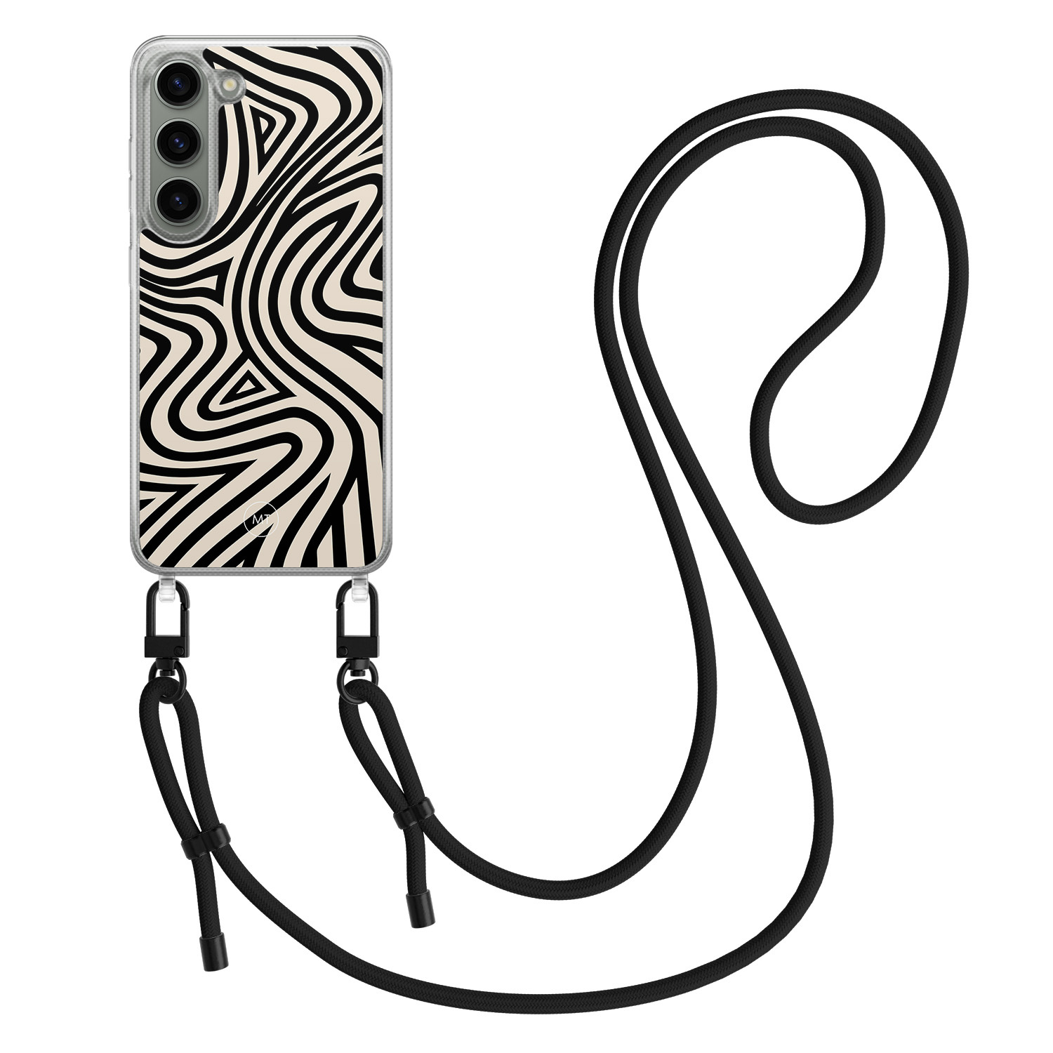 Mooie Telefoonhoesjes Samsung Galaxy S23 hoesje met zwart koord - Groovy lines