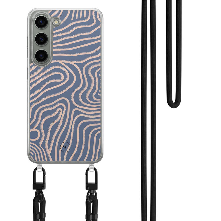 Mooie Telefoonhoesjes Samsung Galaxy S23 hoesje met zwart koord - Flowing lines