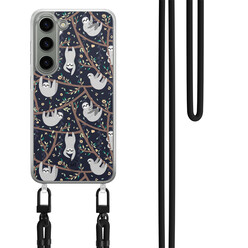 Mooie Telefoonhoesjes Samsung Galaxy S23 hoesje met zwart koord - Luiaard print