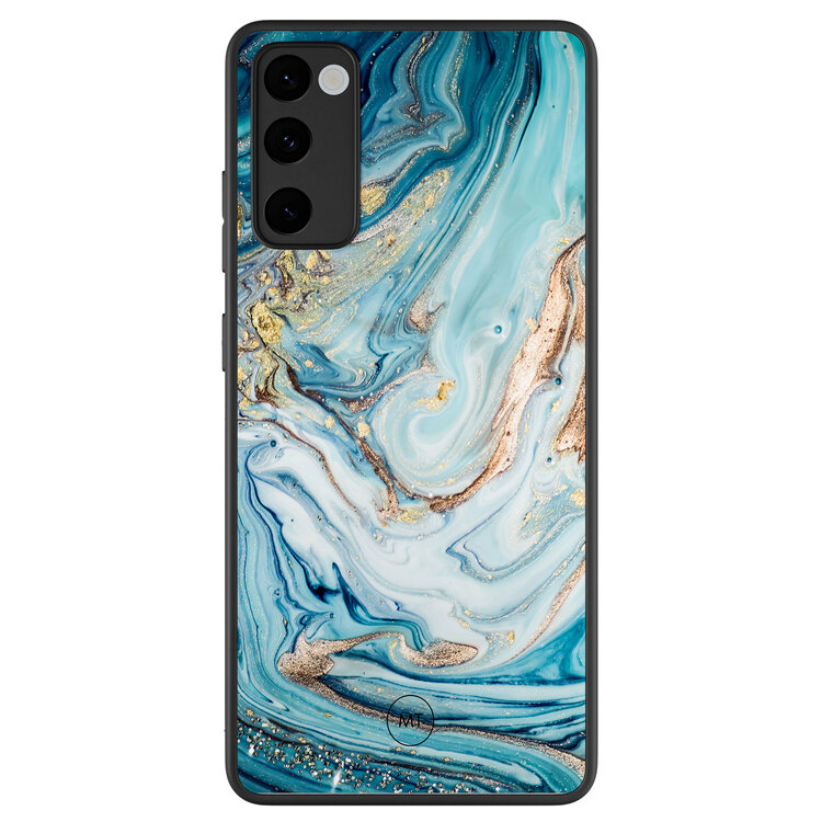 Mooie Telefoonhoesjes Samsung Galaxy S20 FE hoesje - Marmer blauw goud