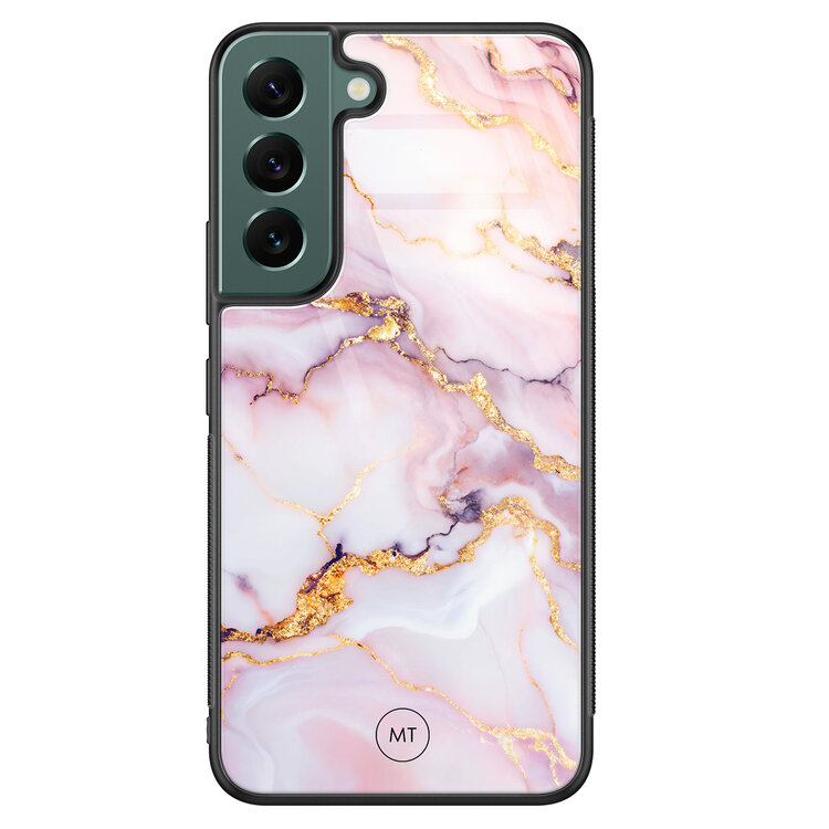 Mooie Telefoonhoesjes Samsung Galaxy S22 hoesje glas - Marble pink