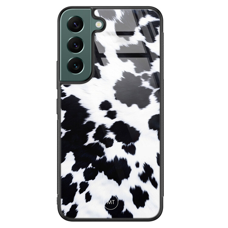 Mooie Telefoonhoesjes Samsung Galaxy S22 hoesje glas - Koeienprint