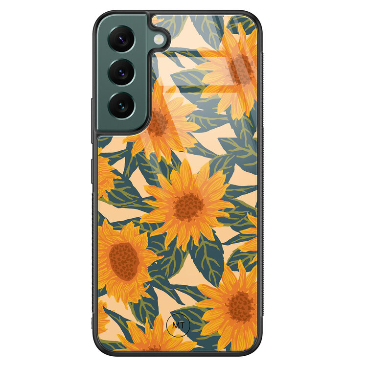 Mooie Telefoonhoesjes Samsung Galaxy S22 hoesje glas - Zonnebloemen