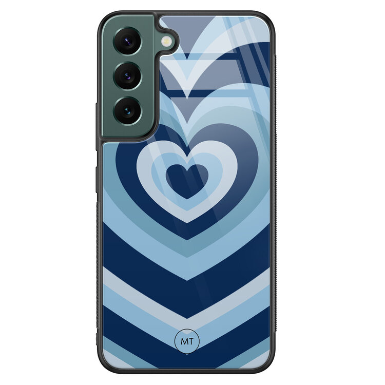 Mooie Telefoonhoesjes Samsung Galaxy S22 hoesje glas - Hart blauw
