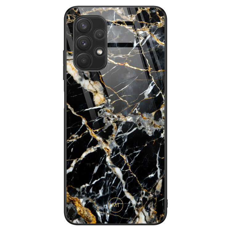 Mooie Telefoonhoesjes Samsung Galaxy A32 4G hoesje glas - Black marble elegance