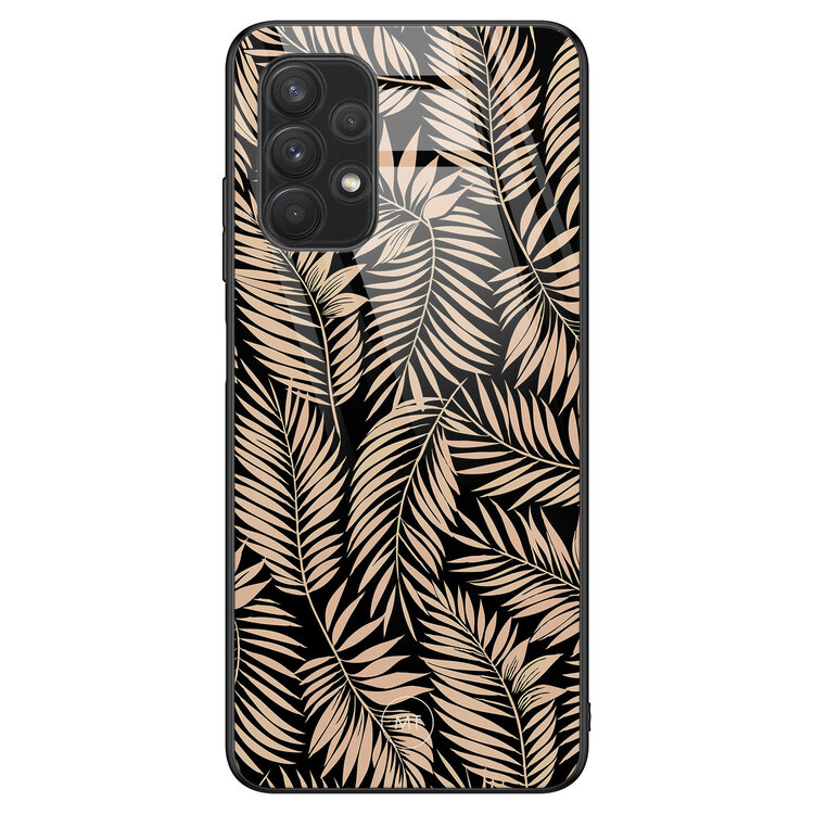 Mooie Telefoonhoesjes Samsung Galaxy A32 4G hoesje glas - Palm silhouette