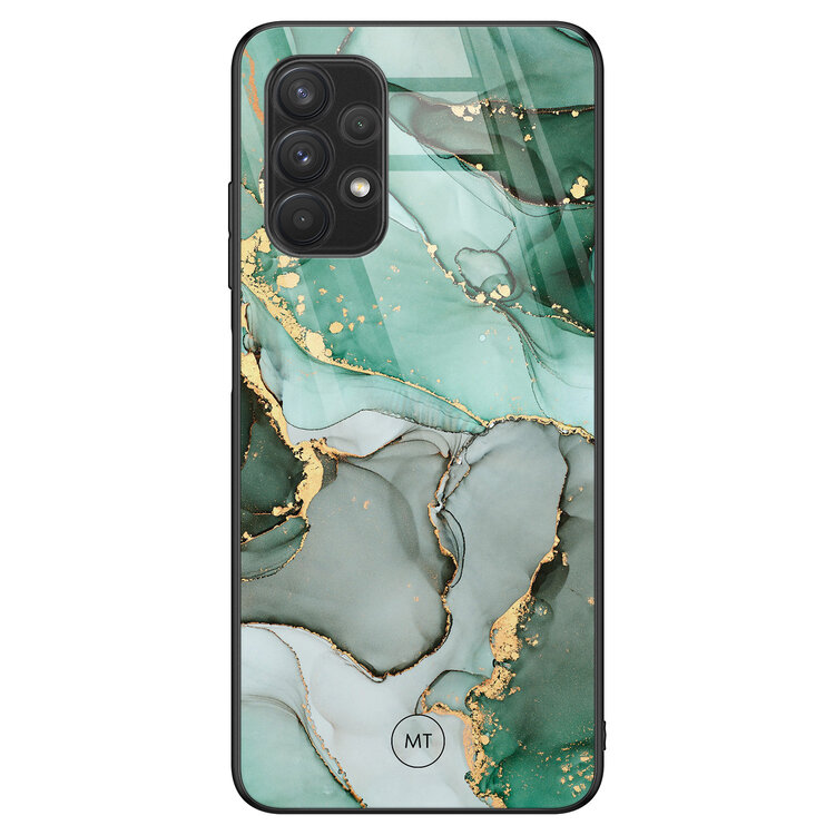 Mooie Telefoonhoesjes Samsung Galaxy A32 4G hoesje glas - Groen grijs marmer