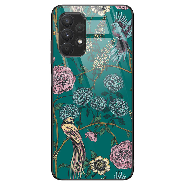 Mooie Telefoonhoesjes Samsung Galaxy A32 4G hoesje glas - Bloomy birds