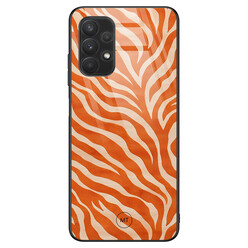 Mooie Telefoonhoesjes Samsung Galaxy A32 4G hoesje glas - Zebra oranje