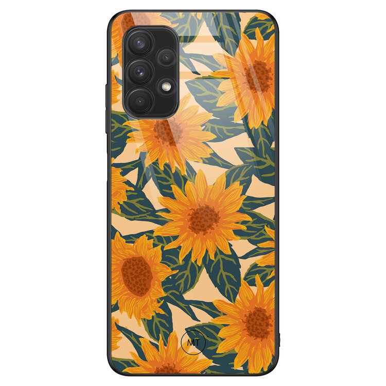 Mooie Telefoonhoesjes Samsung Galaxy A32 4G hoesje glas - Zonnebloemen