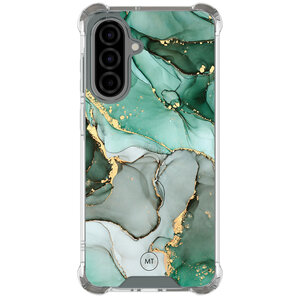 Mooie Telefoonhoesjes Samsung Galaxy A56 shockproof hoesje - Groen grijs marmer