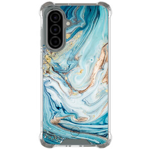 Mooie Telefoonhoesjes Samsung Galaxy A56 shockproof hoesje - Marmer blauw goud
