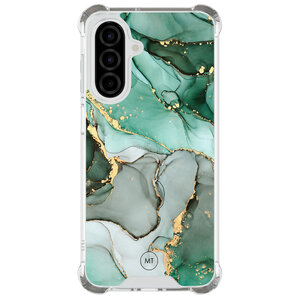 Mooie Telefoonhoesjes Samsung Galaxy A26 shockproof hoesje - Groen grijs marmer