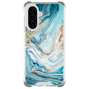 Mooie Telefoonhoesjes Samsung Galaxy A26 shockproof hoesje - Marmer blauw goud