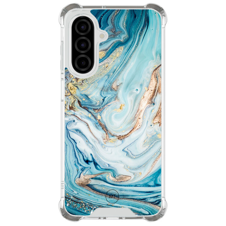Mooie Telefoonhoesjes Samsung Galaxy A26 shockproof hoesje - Marmer blauw goud