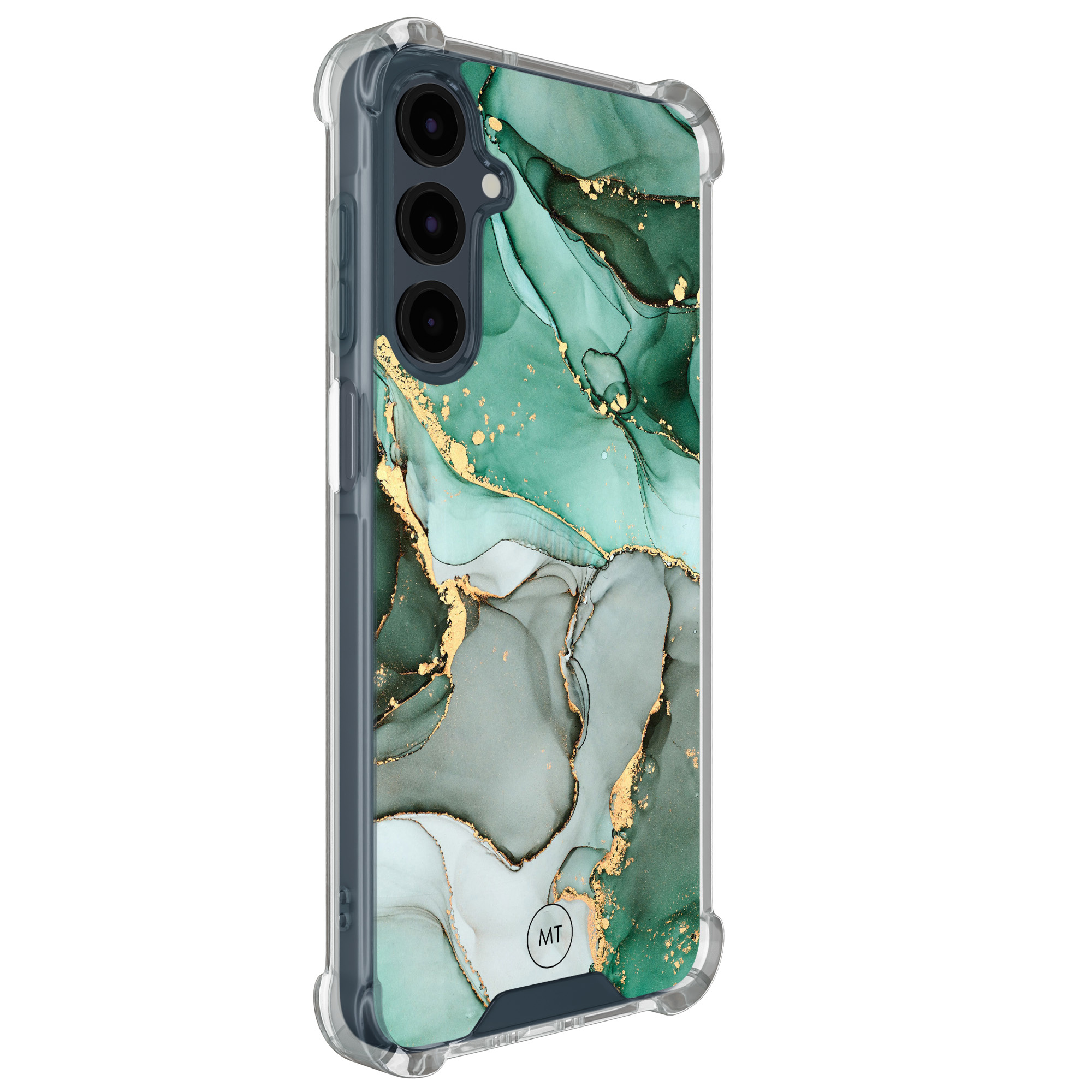 Mooie Telefoonhoesjes Samsung Galaxy A16 shockproof hoesje - Groen grijs marmer