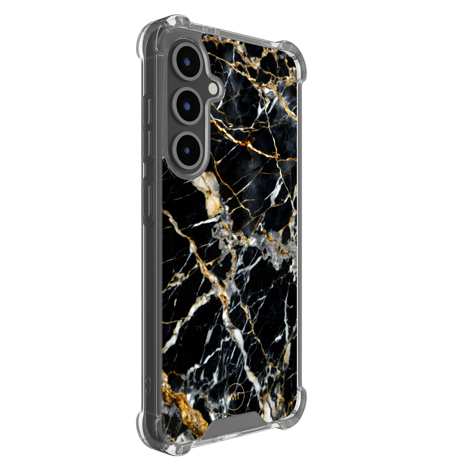 Mooie Telefoonhoesjes Samsung Galaxy S24 FE shockproof hoesje - Black marble elegance