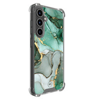Mooie Telefoonhoesjes Samsung Galaxy S24 FE shockproof hoesje - Groen grijs marmer