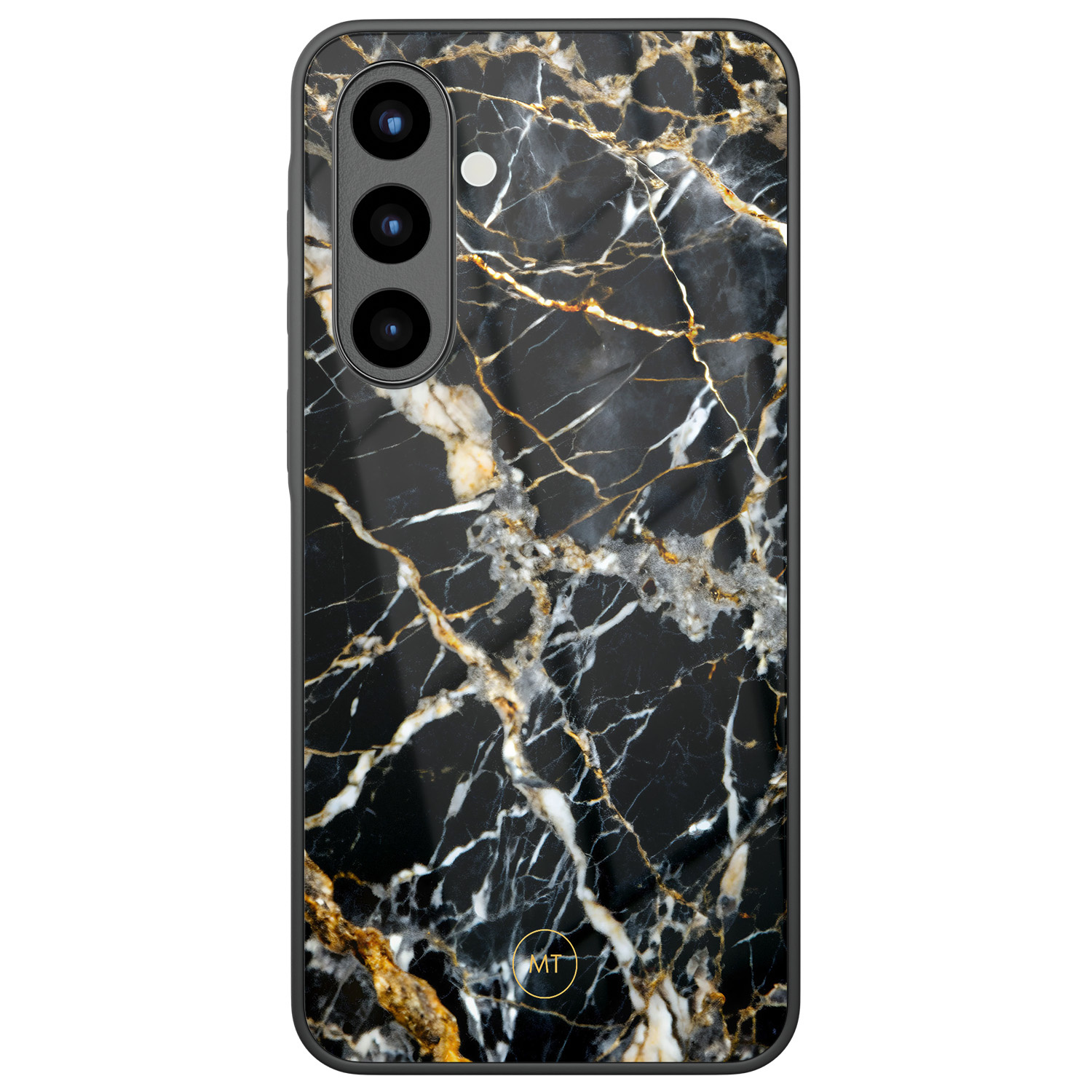 Mooie Telefoonhoesjes Samsung Galaxy A56 hoesje glas - Black marble elegance