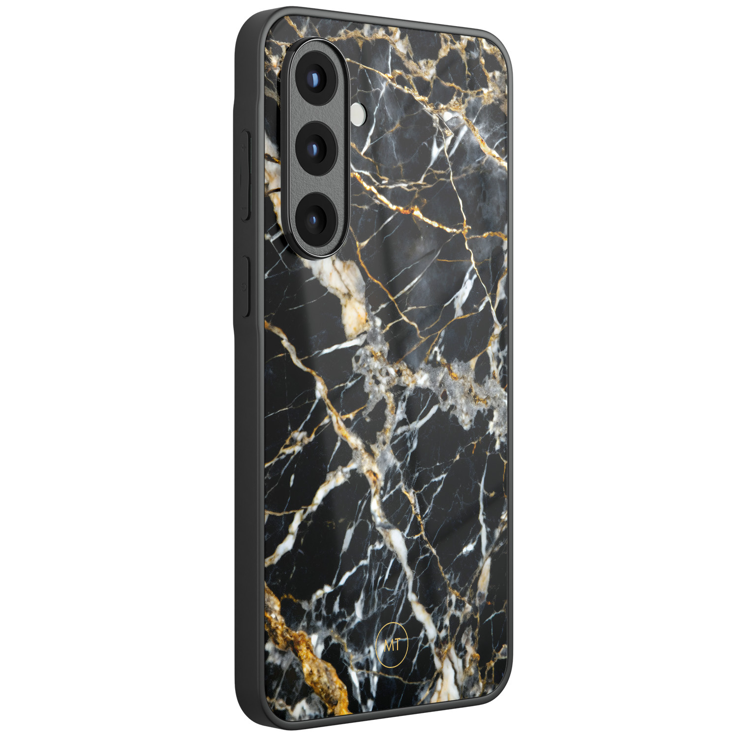 Mooie Telefoonhoesjes Samsung Galaxy A56 hoesje glas - Black marble elegance