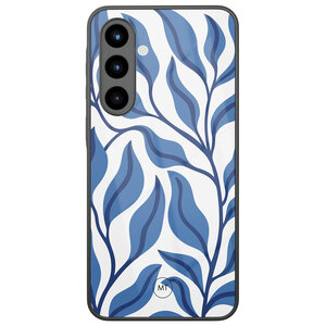 Mooie Telefoonhoesjes Samsung Galaxy A56 hoesje glas - Blue leaves
