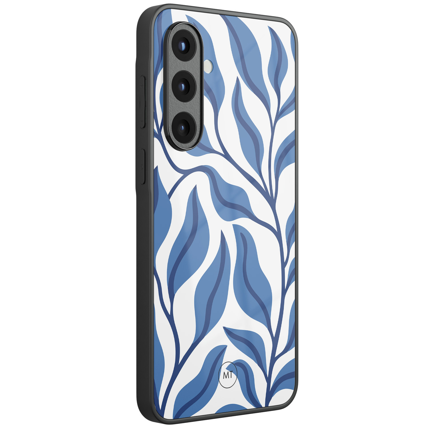 Mooie Telefoonhoesjes Samsung Galaxy A56 hoesje glas - Blue leaves