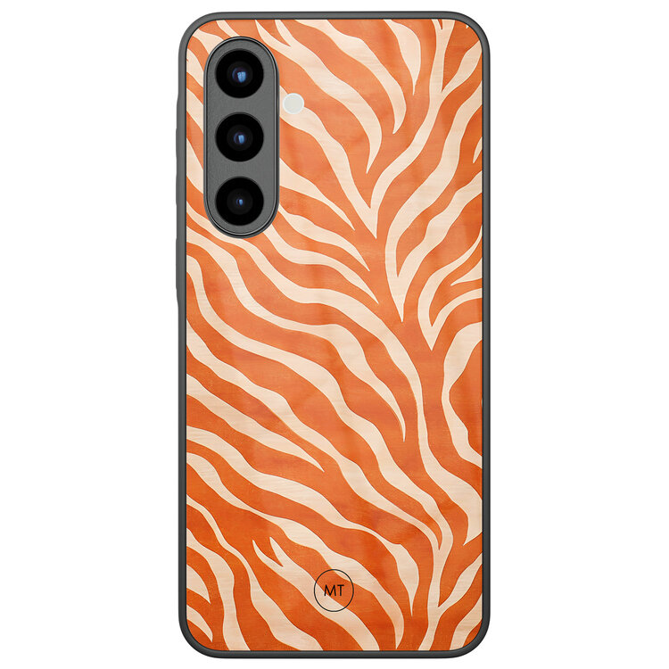 Mooie Telefoonhoesjes Samsung Galaxy A56 hoesje glas - Zebra oranje