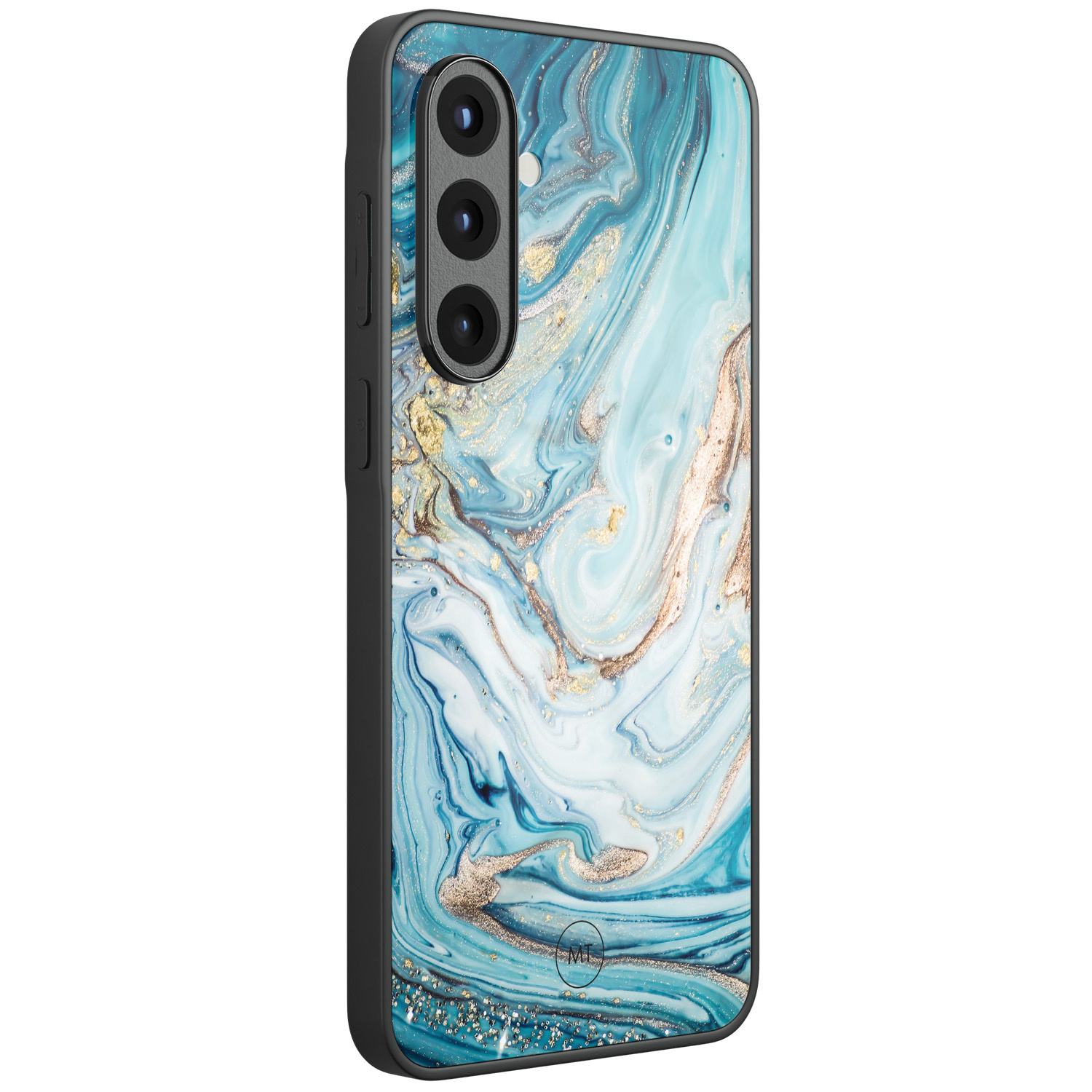 Mooie Telefoonhoesjes Samsung Galaxy A56 hoesje glas - Marmer blauw goud