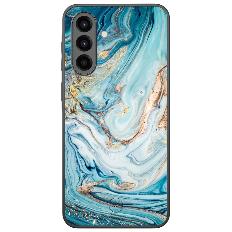 Mooie Telefoonhoesjes Samsung Galaxy A36 hoesje - Marmer blauw goud