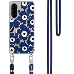 Mooie Telefoonhoesjes Samsung Galaxy A56 hoesje met donkerblauw koord - Abstract bloom