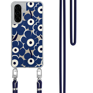 Mooie Telefoonhoesjes Samsung Galaxy A56 hoesje met donkerblauw koord - Abstract bloom