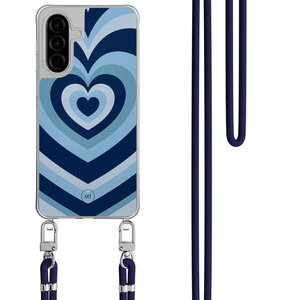 Mooie Telefoonhoesjes Samsung Galaxy A56 hoesje met donkerblauw koord - Hart blauw