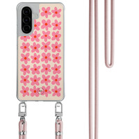 Mooie Telefoonhoesjes Samsung Galaxy A56 hoesje met rosegoud koord - Retro blooms