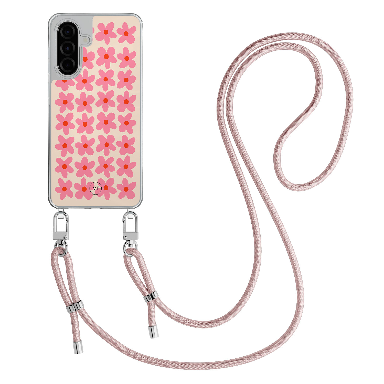 Mooie Telefoonhoesjes Samsung Galaxy A56 hoesje met rosegoud koord - Retro blooms